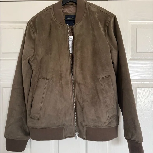 Abercrombie & Fitch Vegan Suede Bomber Jacket - Picture 1 of 8